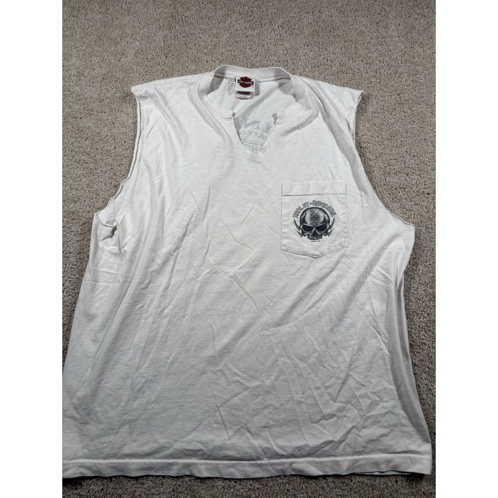 VTG Harley Davidson Shirt XL White Willie G Skull Sleeveless Muscle Y2K